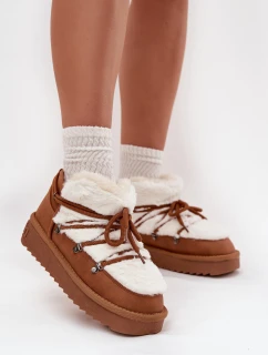 Nízké sněhule na platformě s kožešinou model 21714095 Camel - D.Franklin