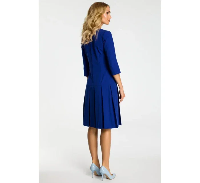 M336 Šaty se spadlým pasem a záhyby - královská modř M336 Šaty se spadlým pasem a záhyby - královská modř