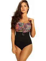 Dámské jednodílné plavky Palermo 8 S684PA8-2 černé s barevným vzorem - Self