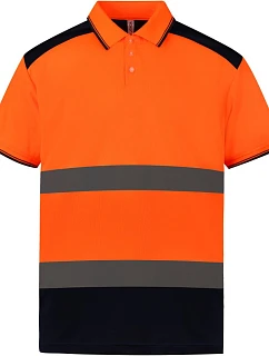 Yoko HVJ 220 Hi-Vis Piqué Polo 79.J220 hi vis orange/navy