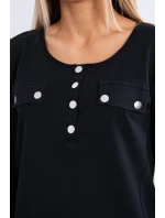 Sada s knoflíkovým výstřihem černé barvy