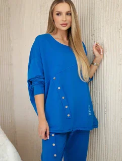 Oversize bavlněný komplet teplákové + kalhoty chrpově modrá