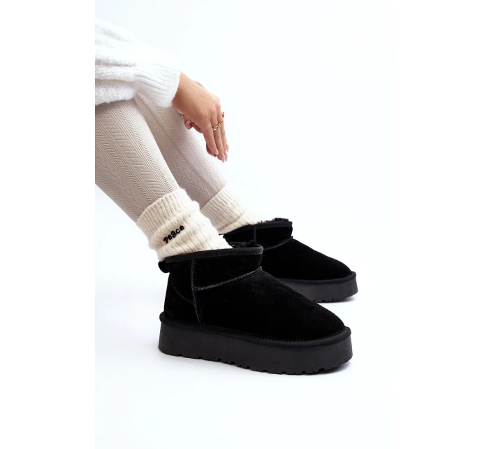 Módní semišové nízké sněhule Černá Nucca Módní semišové nízké sněhule Černá Nucca