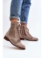 Průsvitné kožené botky Zazoo 2627 Beige