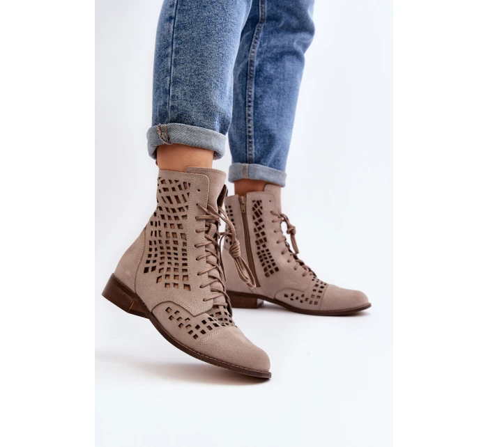 Průsvitné kožené botky Zazoo 2627 Beige