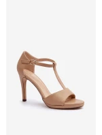 Dámské sandály na podpatku z ekokože béžové obdaria Dámské sandály na podpatku z ekokože béžové obdaria