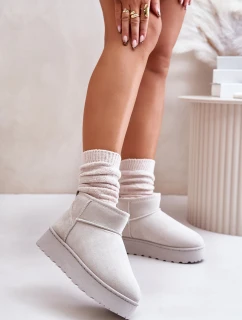 Dámské Sněhule Na Platformě Zateplené Kožíškem Světle Šedé Xamella