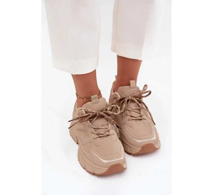 Dámské sportovní tenisky s dvojitým šněrováním béžové model 21710167 - Boto Dámské sportovní tenisky s dvojitým šněrováním béžové model 21710167 - Boto
