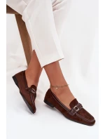 Mokasyny Loafersy Dámské S Ozdobným Prvkem Čokoládové Evelora Mokasyny Loafersy Dámské S Ozdobným Prvkem Čokoládové Evelora