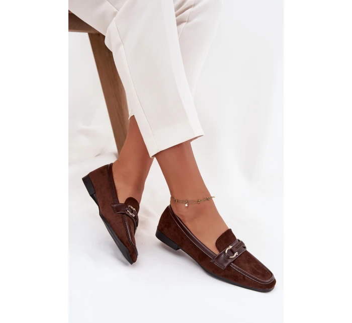 Mokasyny Loafersy Dámské S Ozdobným Prvkem Čokoládové Evelora Mokasyny Loafersy Dámské S Ozdobným Prvkem Čokoládové Evelora