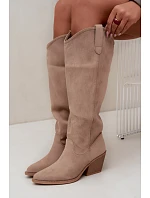 Beige kožené kozačky typu kovbojky Sylvie Beige kožené kozačky typu kovbojky Sylvie