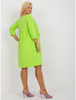 Limetkově zelené šaty plus size basic s knoflíky u výstřihu