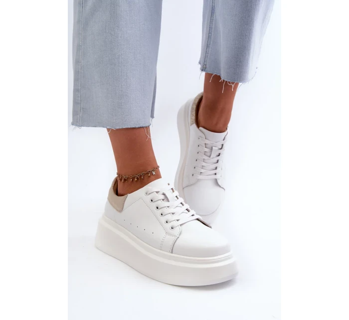 D&A Dámské Tenisky na platformě Bílé D&A Dámské Tenisky na platformě Bílé