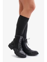 Nazouvací kozačky s ponožkovým svrškem černé Iranel