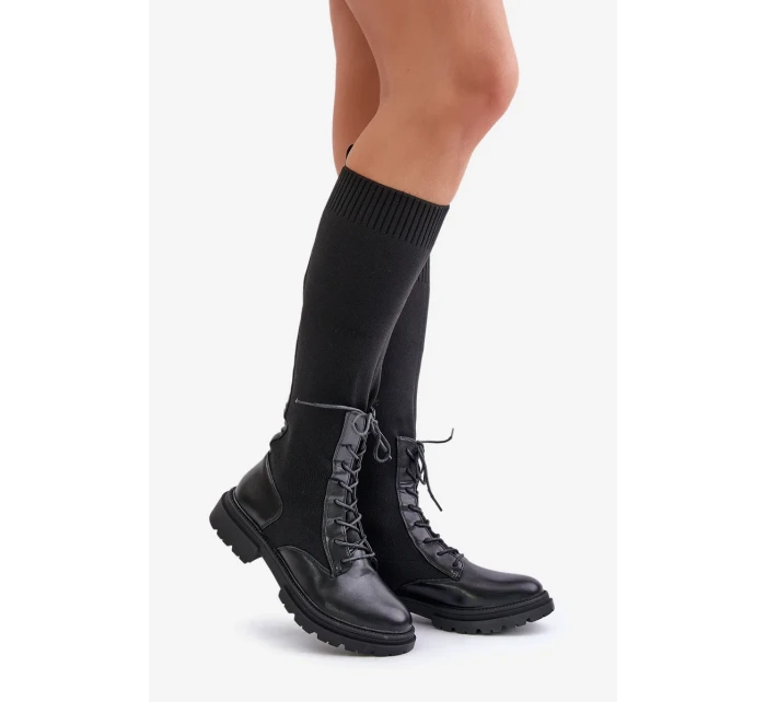 Nazouvací kozačky s ponožkovým svrškem černé Iranel