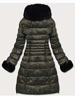 Delší dámská prošívaná zimní bunda khaki (j19-017) Delší dámská prošívaná zimní bunda khaki (j19-017)
