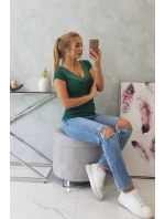 Halenka s krajkovým výstřihem zelená