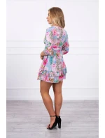 Květinové šaty s vázáním v pase ve fialové barvě Květinové šaty s vázáním v pase ve fialové barvě