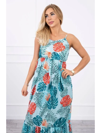 Šaty s motivem listů v mátové barvě Šaty s motivem listů v mátové barvě