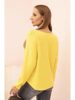 Dámský svetr z viskózy s výstřihem do V tmavě žlutý Dámský svetr z viskózy s výstřihem do V tmavě žlutý
