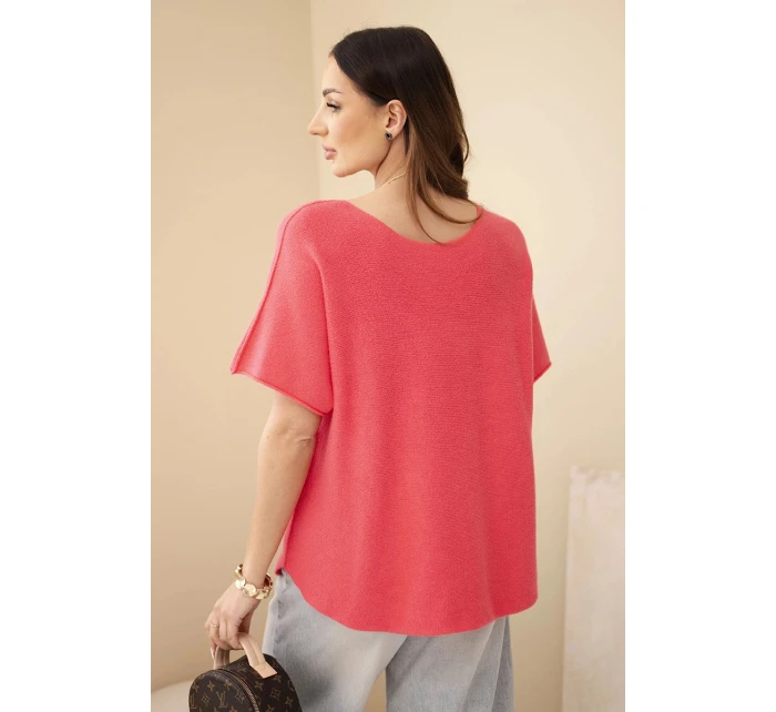 Svetr dámský s krátkým rukávem volného střihu model 22010168 - K-Fashion