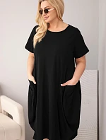 Dámské šaty Plus Size bavlněné s kapsami černá