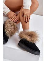 Kožené Sněhové Boty Na Platformě S Kožíškem Černé model 21677876 - Boto