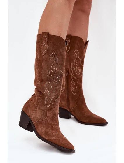 Semišové Dámské Boty Na Podpatku Camel model 21705043 - Zazoo