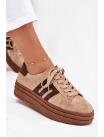 Dámské sneakersy na platformě z přírodní semiše béžové Eldira Dámské sneakersy na platformě z přírodní semiše béžové Eldira