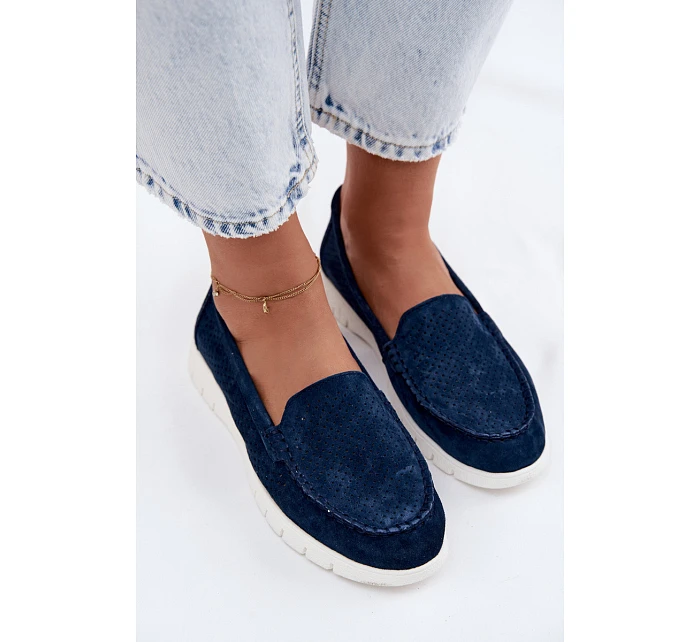 Dámské mokasíny z přírodního semiše Vinceza 95360 tmavě modré Dámské mokasíny z přírodního semiše Vinceza 95360 tmavě modré