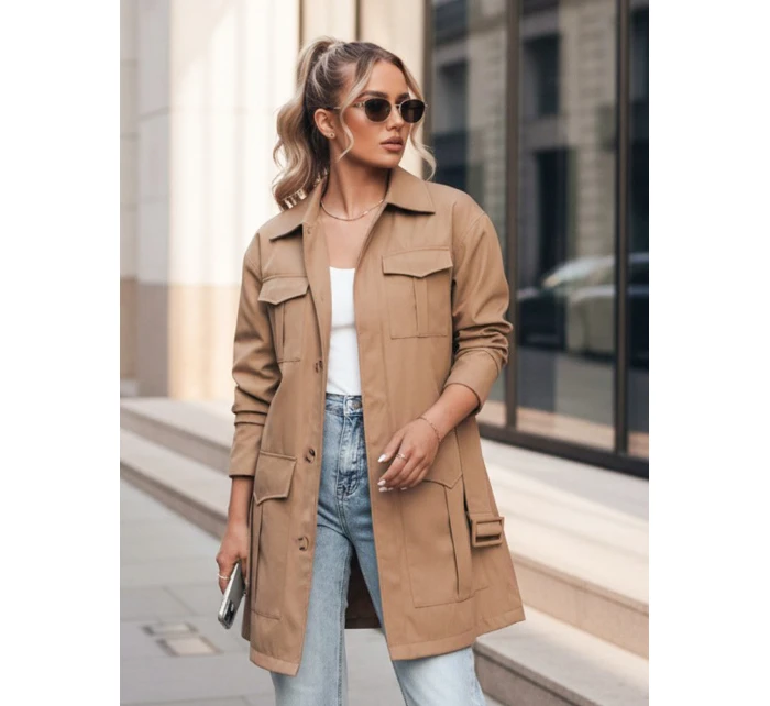 VERMONT dámský přechodový kabát s vázáním velbloudí barvy FashionStreet NY0580