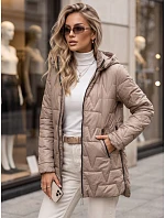 Dámská prošívaná bunda s odnímatelnou kapucí, béžová, FashionStreet TY5793 Dámská prošívaná bunda s odnímatelnou kapucí, béžová, FashionStreet TY5793