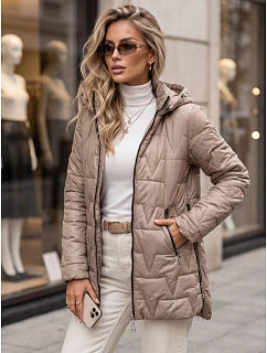 Dámská prošívaná bunda s odnímatelnou kapucí, béžová, FashionStreet TY5793