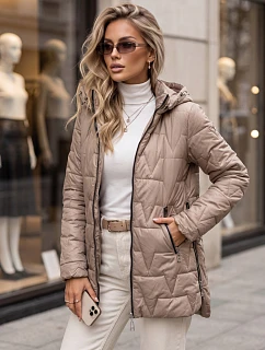 Kurtka damska pikowana z odpinanym kapturem beżowa model 22346184 - FashionStreet