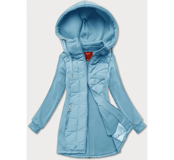 Světle modrá rozepínací dámská mikina z různých spojených materiálů LHD (AMG-165)