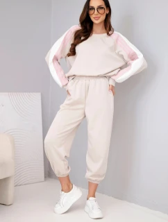 Dámský máslový komplet s lampasem a pružným lemem béžový