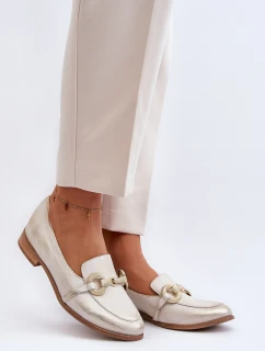 Dámské kožené mokasíny s ozdobou Zazoo 2880 Zlaté