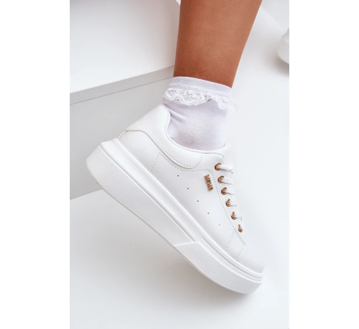 Dámské Tenisky Na Platformě Eko Kůže Bílé Lelandine