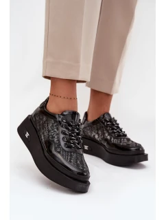 Kožené šněrovací dámské polobotky na platformě model 21710377 - Artiker