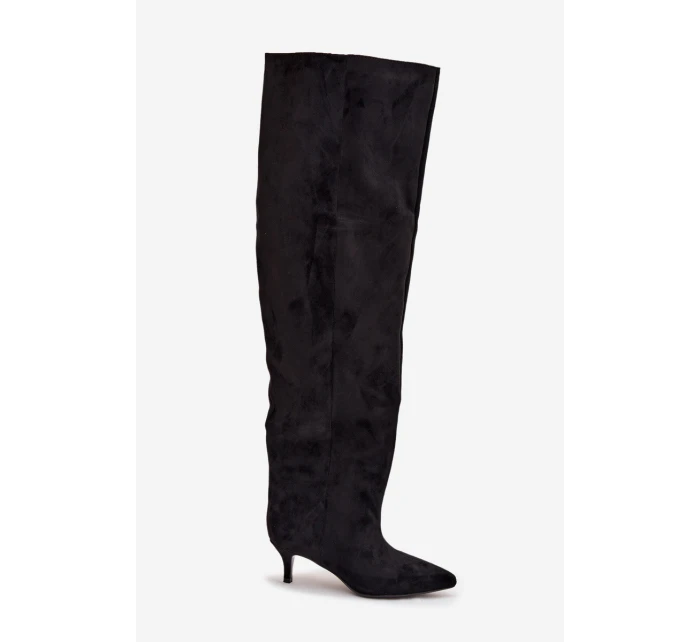 Nazouvací dámské kozačky na jehlovém podpatku černé model 21713418 - Boto