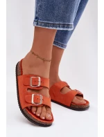 Dámské pantofle oranžové s přezkami model 21908441 - Boto