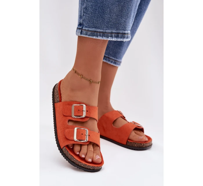 Dámské pantofle oranžové s přezkami model 21908441 - Boto