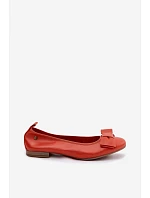 Kožené baleríny s mašlí model 22133508 Oranžové - Maciejka