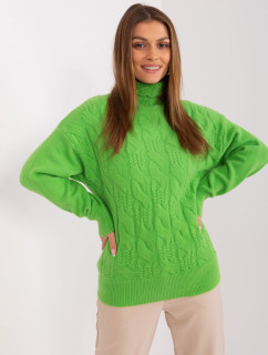 Světle zelený pletený svetr s dlouhým rukávem