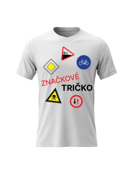 Pánské bavlněné tričko s potiskem - ZNAČKOVÉ TRIČKO - bílé