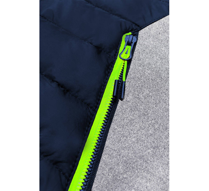 Tmavě modro-šedá sportovní pánská bunda s reflexními zipy (8M908-215)