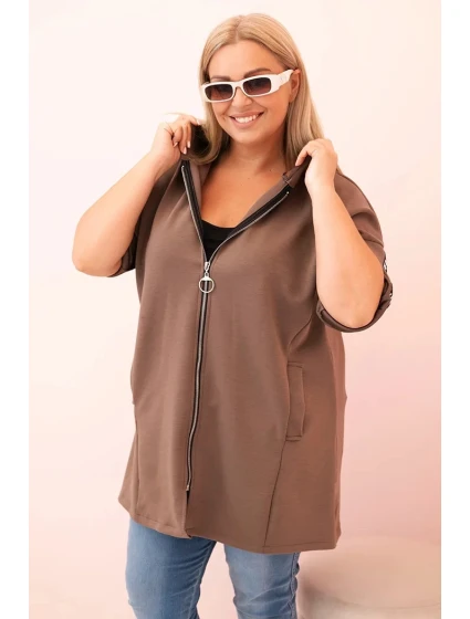 Dámská mikina s ozdobnými rukávy černá model 21259044 - K-Fashion