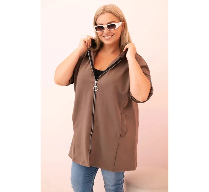 Dámská mikina s ozdobnými rukávy černá model 21259044 - K-Fashion