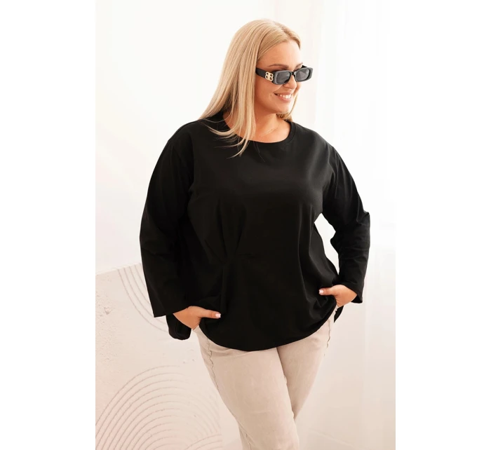 Dámská blůza Plus Size s bavlnou, kapsou a ohrnutým rukávem kiwi Dámská blůza Plus Size s bavlnou, kapsou a ohrnutým rukávem kiwi