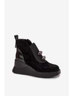 Dámské kotníčkové boty na platformě D&A MR52-106 Černé